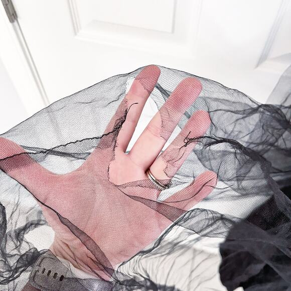 Loralie Original Vintage Sleeveless Black Lace Tulle Gown - Picture 9 of 13